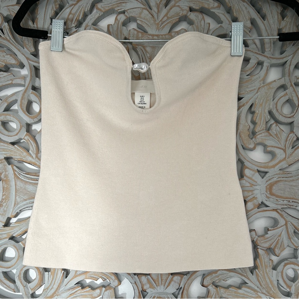 H&M BEAD-DETAIL TUBE TOP Size Small - Picture 4 of 8